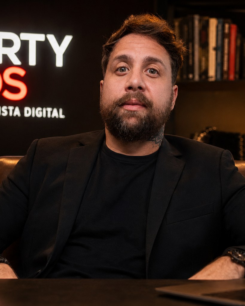 Tyrone Paz no escritório da PARTY ADS trabalhando com tráfego pago